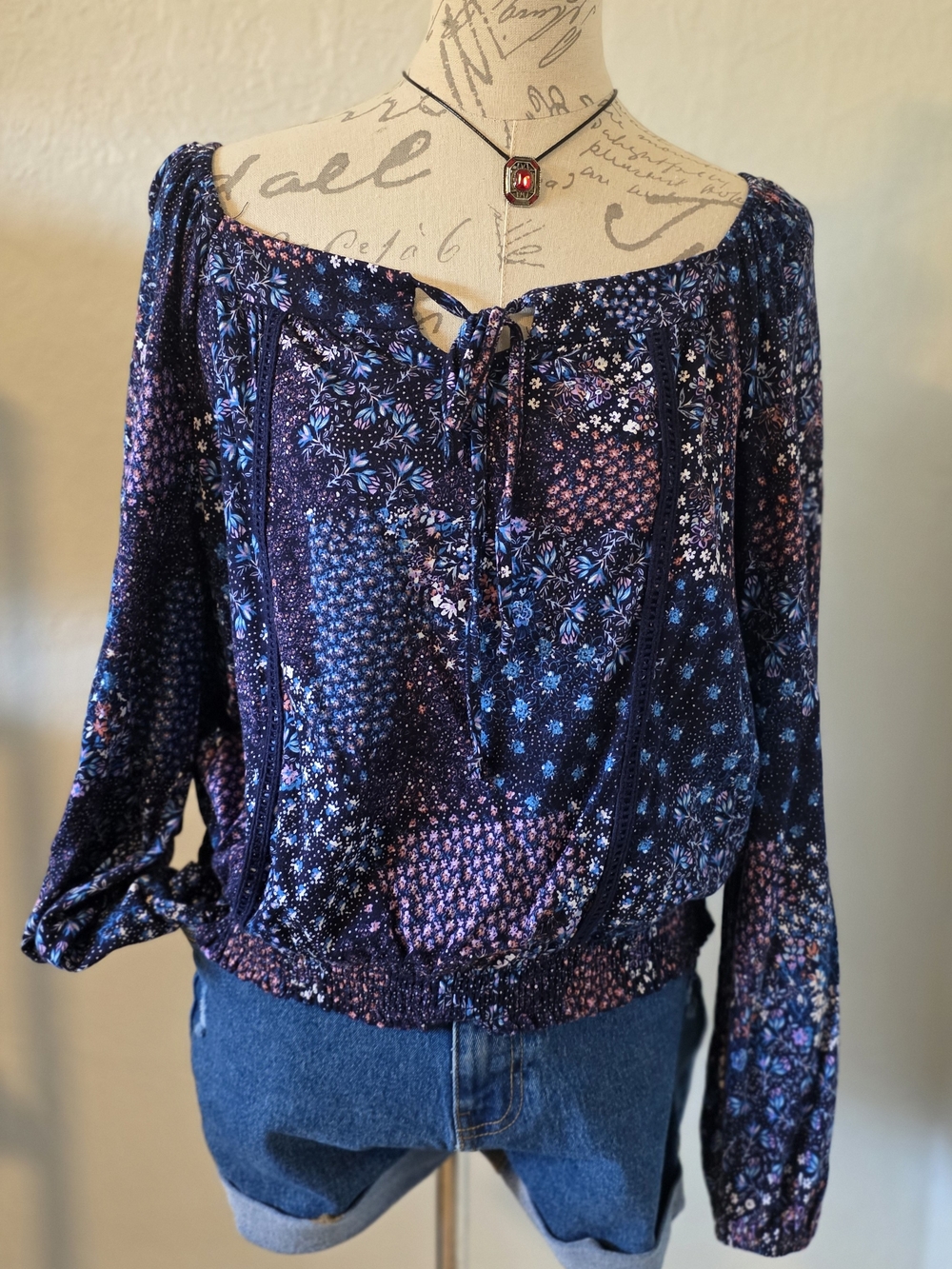 SO Boho Floral Peasant Top